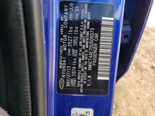 KMHCT4AE7DU509373 - 2013 HYUNDAI ACCENT GLS BLUE photo 13