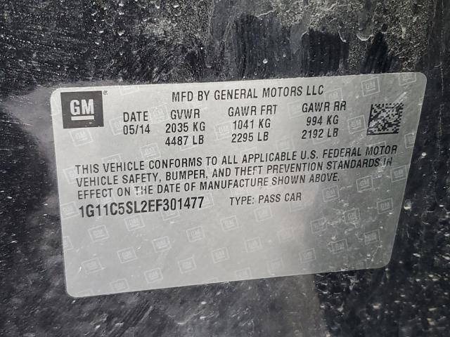 1G11C5SL2EF301477 - 2014 CHEVROLET MALIBU 1LT BLACK photo 12