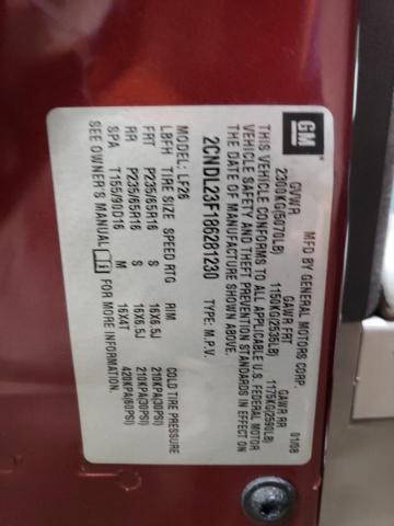 2CNDL23F186281230 - 2008 CHEVROLET EQUINOX LS BURGUNDY photo 13