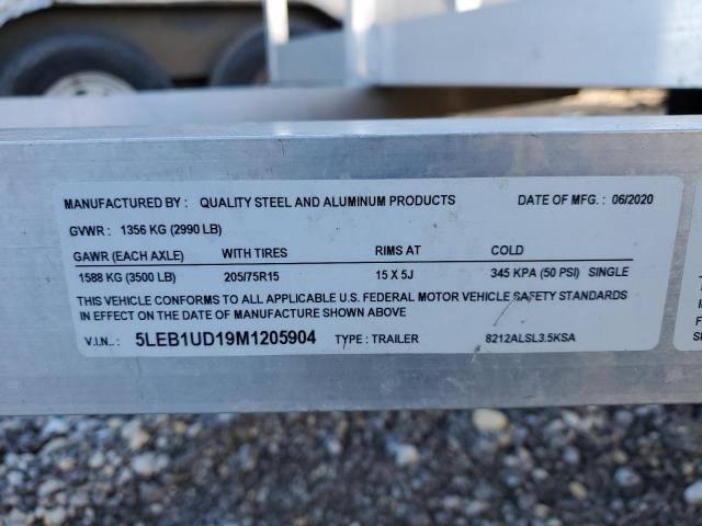 5LEB1UD19M1205904 - 2021 QUAL TRAILER SILVER photo 10