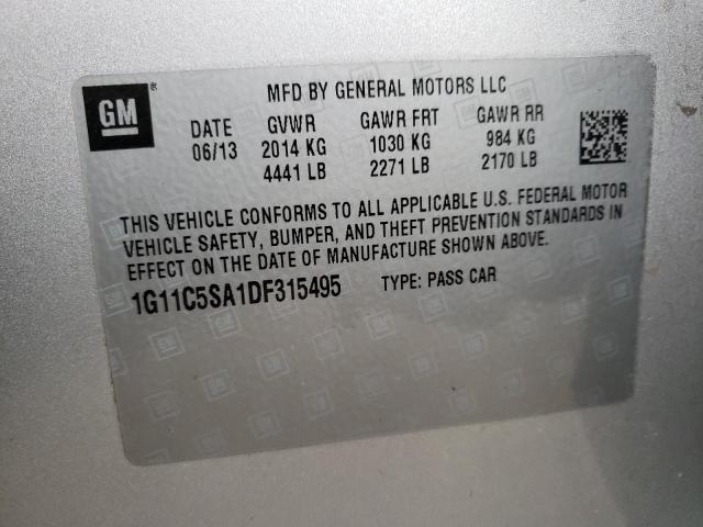 1G11C5SA1DF315495 - 2013 CHEVROLET MALIBU 1LT SILVER photo 12