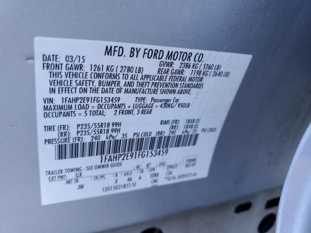 1FAHP2E91FG153459 - 2015 FORD TAURUS SEL SILVER photo 13