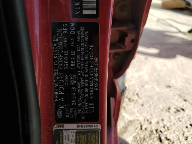 KNADM4A35D6230526 - 2013 KIA RIO LX RED photo 12