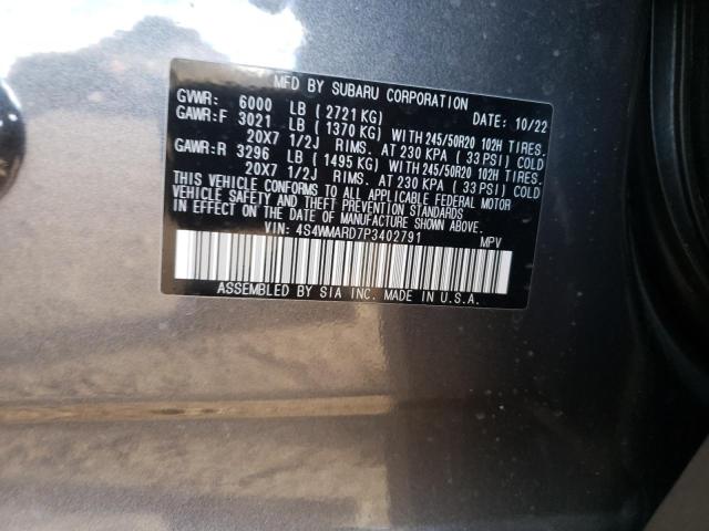 4S4WMARD7P3402791 - 2023 SUBARU ASCENT TOURING GRAY photo 13