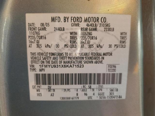 1FMYU931X6KA71523 - 2006 FORD ESCAPE XLT BLUE photo 13