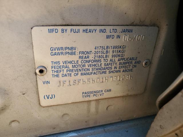 JF1SF65601H731236 - 2001 SUBARU FORESTER S SILVER photo 12