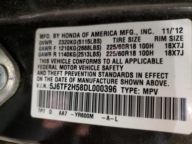 5J6TF2H58DL000396 - 2013 HONDA CROSSTOUR EXL CHARCOAL photo 12