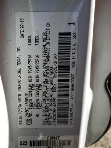 5TFRX5GN3KX160692 - 2019 TOYOTA TACOMA ACCESS CAB თეთრი ფოტო 12