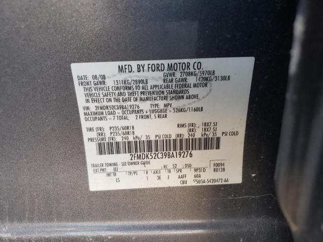 2FMDK52C39BA19276 - 2009 FORD FLEX SEL GRAY photo 14