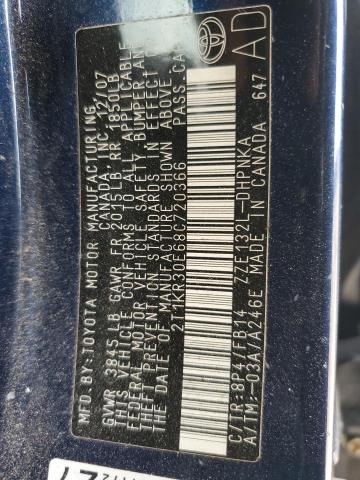 2T1KR30E68C720366 - 2008 TOYOTA COROLLA MA XR BLUE photo 12