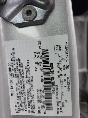 1FA6P0H78E5387680 - 2014 FORD FUSION SE SILVER photo 13