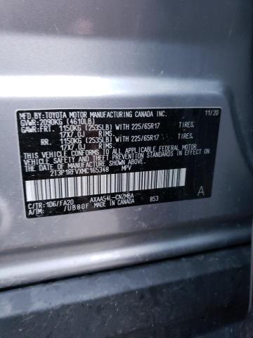 2T3P1RFVXMC165348 - 2021 TOYOTA RAV4 XLE SILVER photo 13