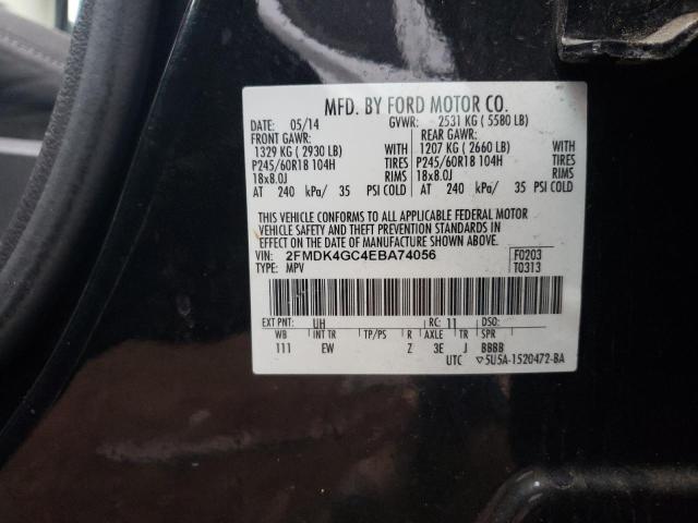 2FMDK4GC4EBA74056 - 2014 FORD EDGE SE BLACK photo 13