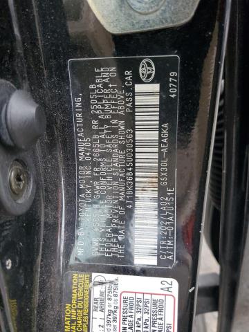 4T1BK36B45U030563 - 2005 TOYOTA AVALON XL BLACK photo 12