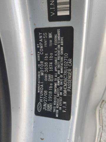 KMHCM36C78U102710 - 2008 HYUNDAI ACCENT GS SILVER photo 12