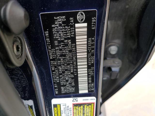 4T1F31AK9MU553876 - 2021 TOYOTA CAMRY XLE BLUE photo 12