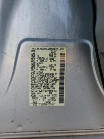 5N1AR18W67C628934 - 2007 NISSAN PATHFINDER LE SILVER photo 13