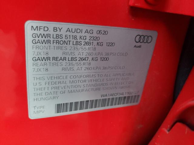 WA1AECF34L1102127 - 2020 AUDI Q3 PREMIUM RED photo 12