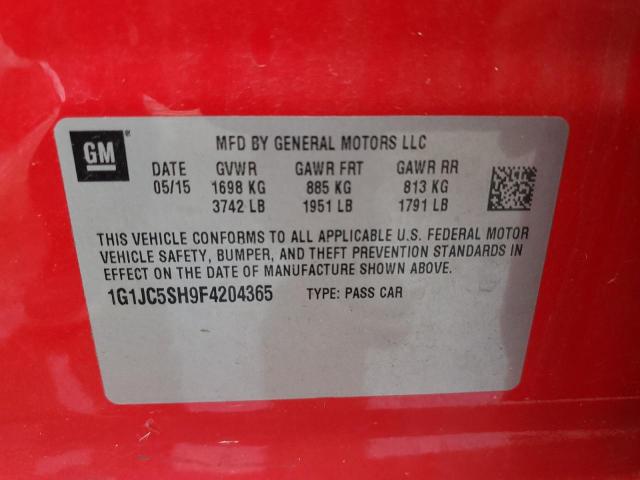 1G1JC5SH9F4204365 - 2015 CHEVROLET SONIC LT RED photo 12