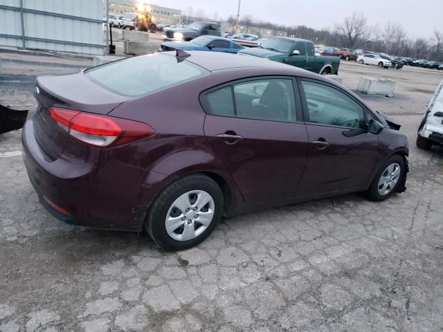 3KPFK4A78HE086541 - 2017 KIA FORTE LX BURGUNDY photo 3