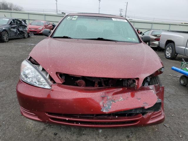 4T1BE32K12U008495 - 2002 TOYOTA CAMRY LE MAROON photo 5