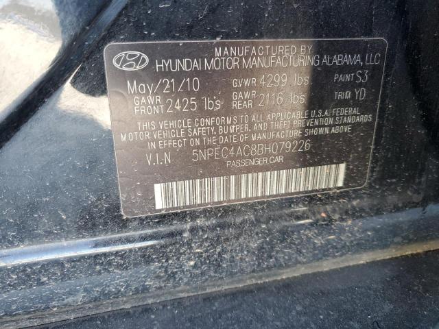 5NPEC4AC8BH079226 - 2011 HYUNDAI SONATA SE BLACK photo 12