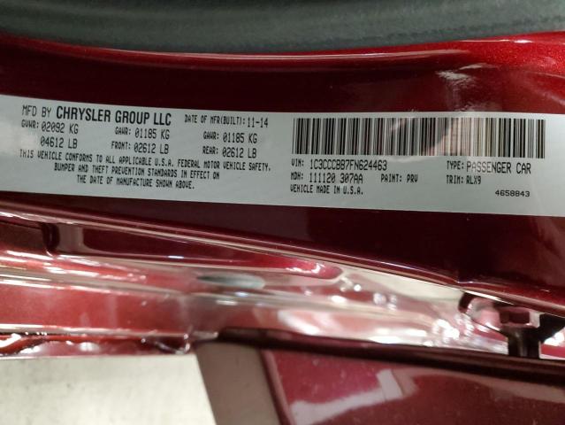 1C3CCCBB7FN624463 - 2015 CHRYSLER 200 S BURGUNDY photo 13