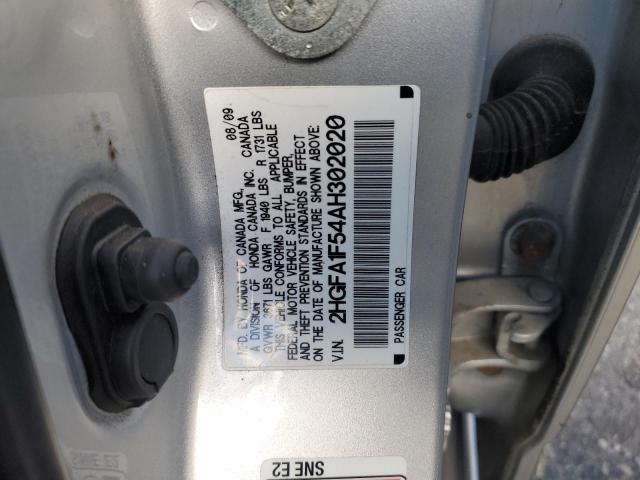 2HGFA1F54AH302020 - 2010 HONDA CIVIC LX SILVER photo 12