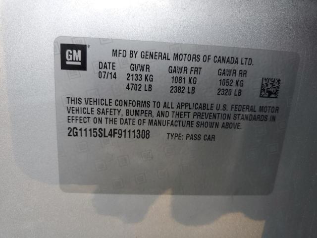 2G1115SL4F9111308 - 2015 CHEVROLET IMPALA LT SILVER photo 12