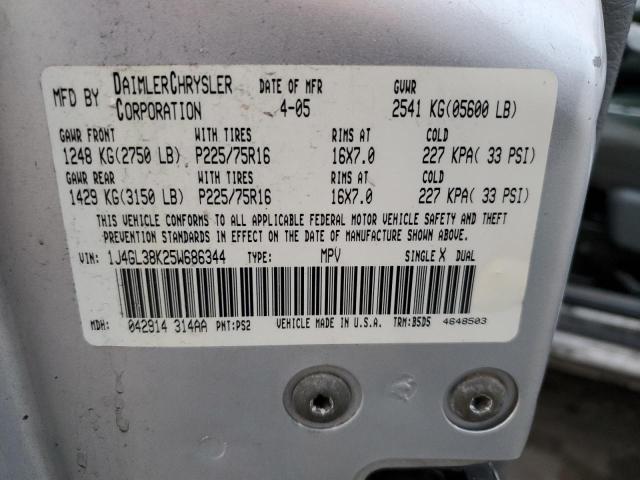 1J4GL38K25W686344 - 2005 JEEP LIBERTY RENEGADE 银色 照片 12