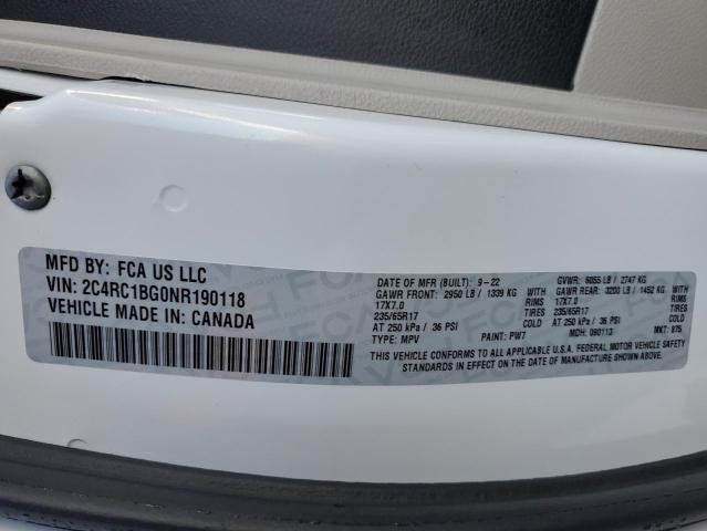 2C4RC1BG0NR190118 - 2022 CHRYSLER PACIFICA TOURING L WHITE photo 13