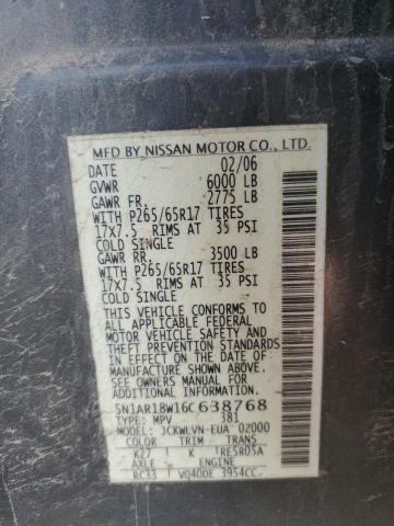 5N1AR18W16C638768 - 2006 NISSAN PATHFINDER LE 银色 照片 13