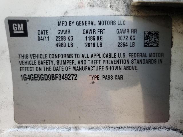 1G4GE5GD9BF349272 - 2011 BUICK LACROSSE CXS WHITE photo 12