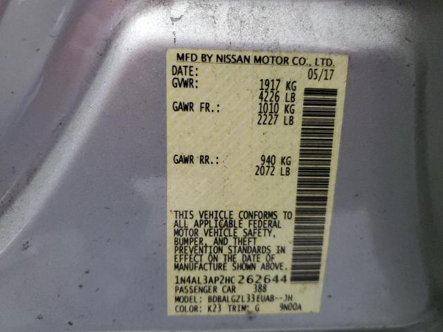 1N4AL3AP2HC262644 - 2017 NISSAN ALTIMA 2.5 GRAY photo 12