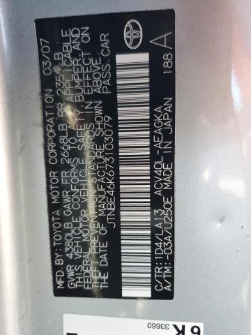 JTNBE46K673103079 - 2007 TOYOTA CAMRY CE SILVER photo 12