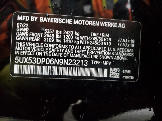 5UX53DP06N9N23213 - 2022 BMW X3 XDRIVE30I BLACK photo 13