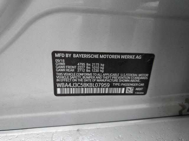 WBA4J3C58KBL07959 - 2019 BMW 430XI GRAN COUPE 银色 照片 12