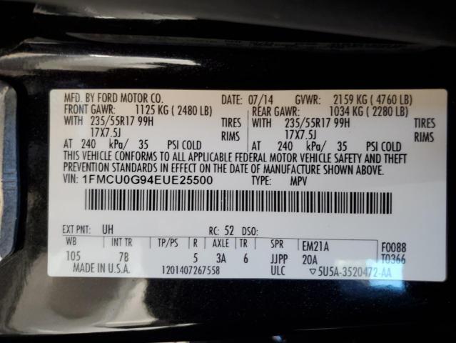 1FMCU0G94EUE25500 - 2014 FORD ESCAPE SE BLACK photo 14