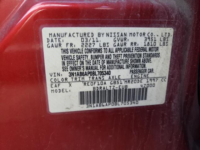 3N1AB6AP0BL705340 - 2011 NISSAN SENTRA 2.0 RED photo 12