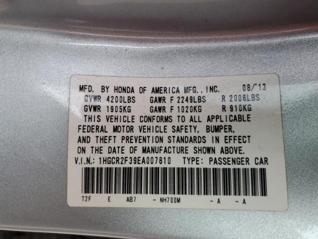 1HGCR2F39EA007810 - 2014 HONDA ACCORD LX SILVER photo 12