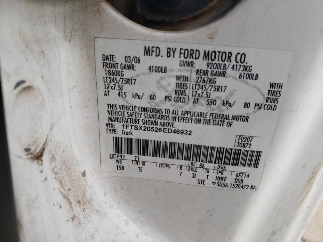 1FTSX20526ED46932 - 2006 FORD F250 SUPER DUTY WHITE photo 12