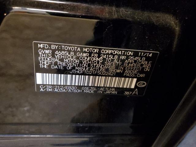 JTHCF1D21F5022421 - 2015 LEXUS IS 250 BLACK photo 12