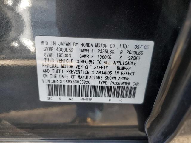 JH4CL968X5C035820 - 2005 ACURA TSX GRAY photo 12