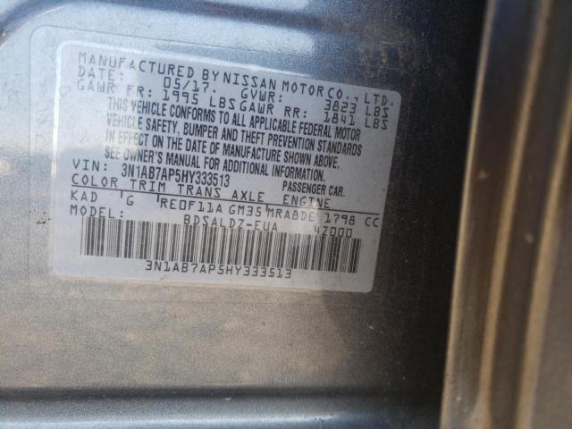 3N1AB7AP5HY333513 - 2017 NISSAN SENTRA S GRAY photo 12