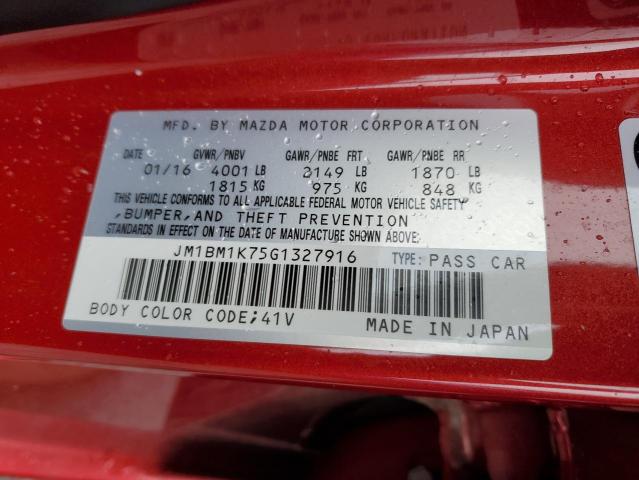 JM1BM1K75G1327916 - 2016 MAZDA 3 SPORT RED photo 12