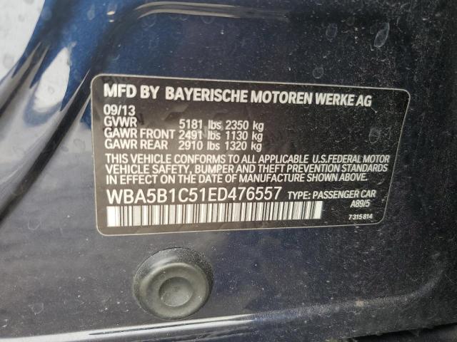 WBA5B1C51ED476557 - 2014 BMW 535 I BLACK photo 12