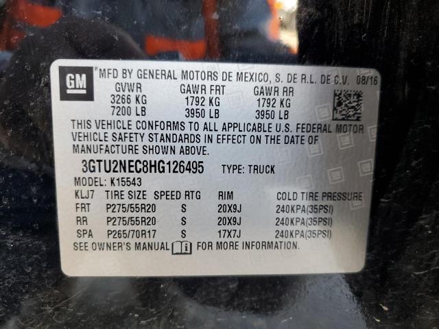 3GTU2NEC8HG126495 - 2017 GMC SIERRA K1500 SLT BLACK photo 12