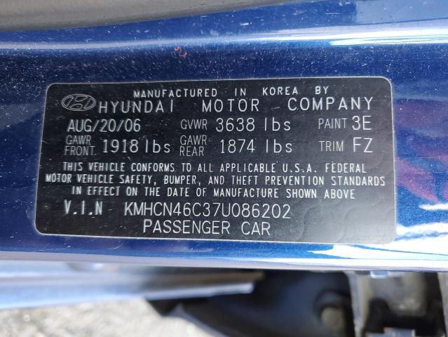 KMHCN46C37U086202 - 2007 HYUNDAI ACCENT GLS BLUE photo 13