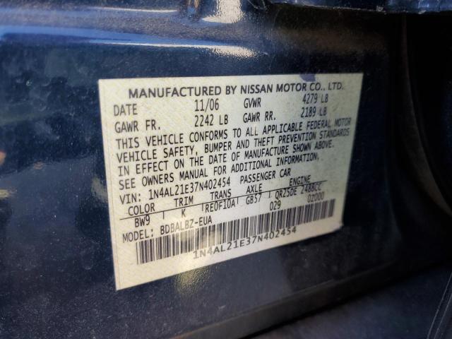 1N4AL21E37N402454 - 2007 NISSAN ALTIMA 2.5 BLUE photo 12