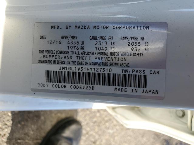 JM1GL1V51H1127510 - 2017 MAZDA 6 TOURING WHITE photo 12